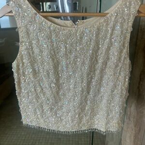 Those that love Vintage Look! Elegant Cream Sequin Top- stunning - 30% off
